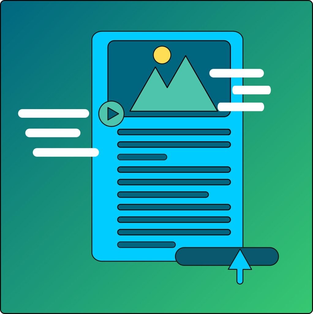 Keene Marketing Agency A blue icon with an arrow pointing to a page with a mountain in the background, representing Keene Digital Marketing.