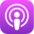 New Hampshire Purple icon with a white stylized figure in the center, resembling a person with sound waves emanating outward, representing a podcast app. Marketing Agency