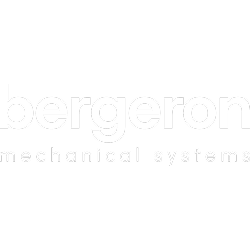 New Hampshire White logo with the word "bergeron" in large, bold lowercase letters and the phrase "mechanical systems" in smaller letters underneath. Marketing Agency