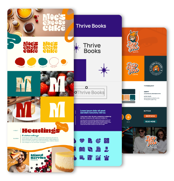 New Hampshire Three colorful website design mockups are displayed side by side, each showcasing different branding elements, layout styles, and color schemes. Marketing Agency