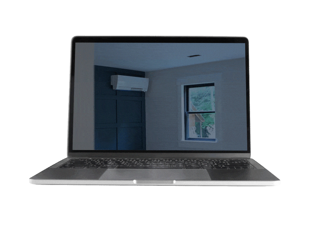 New Hampshire A laptop displays a room with a window and a wall-mounted air conditioning unit, shown alternately with the unit off and blowing cool air. Marketing Agency