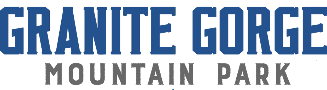 New Hampshire Text logo reads “Granite Gorge Mountain Park” in bold blue and gray letters on a white background. Marketing Agency