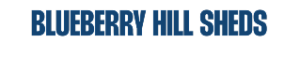 New Hampshire Blue text in all capital letters reads “BLUEBERRY HILL SHEDS” on a light gray background. Marketing Agency