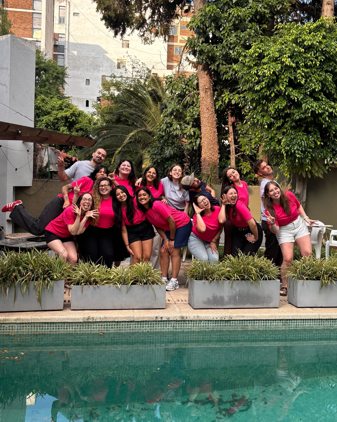 Team photo by the pool